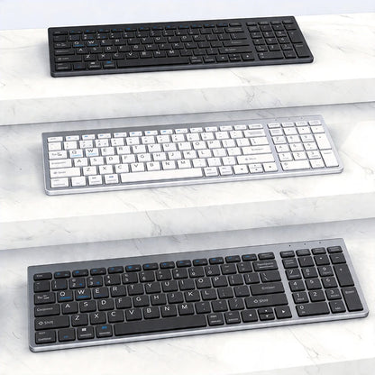 Teclado inalámbrico Bluetooth 5.0&3.0&2.4G FN+1/2/3 de doble modo, 350mAh, ultrafino, para portátil, PC, TV, iPad, Macbook y Android