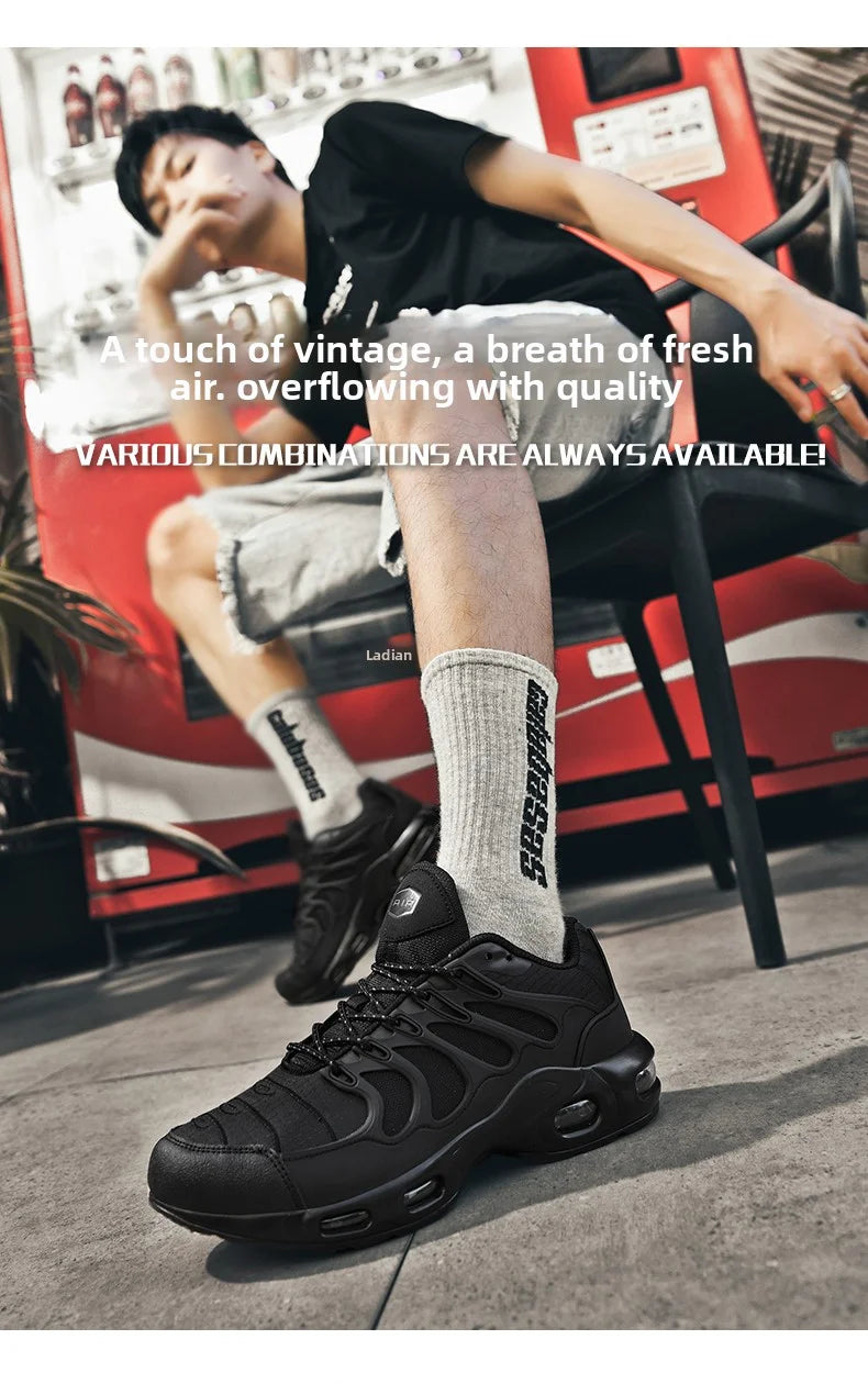 Men's air cushioned running shoes, marathon sports, breathable and lightweight, women's comfortable and non slip casual shoes