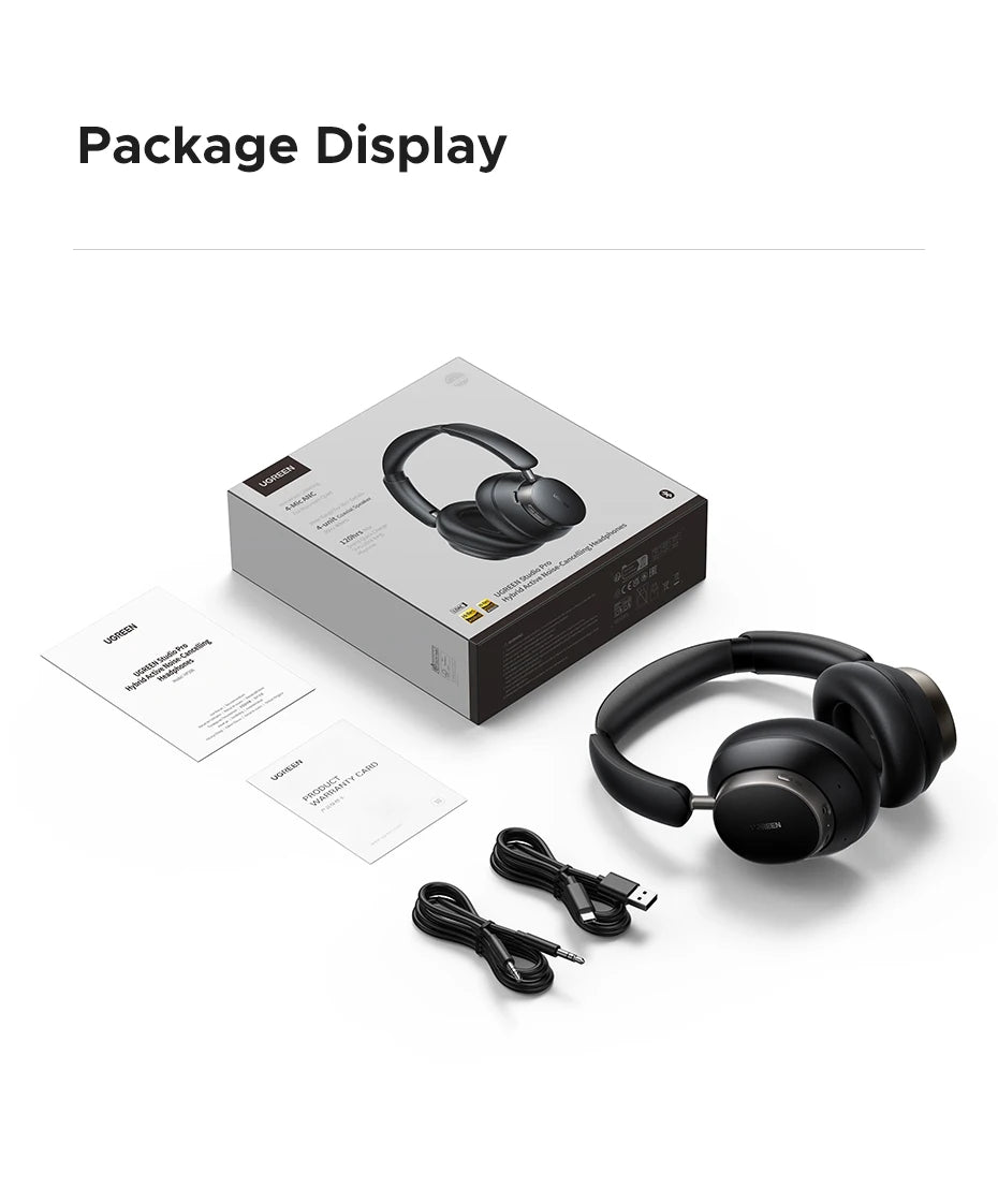 UGREEN Studio Pro Wireless ANC Headphones – 48dB Active Noise Cancelling, Hi-Res LDAC Over Ear Bluetooth Headphones, 120H Playtime Deep Bass Wireless Headset