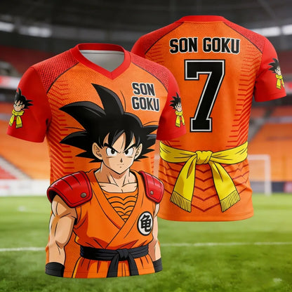 2026 Summer Dragon Ball Goku Classic Anime Men's 3D Printed Breathable Casual T-shirt Family Unisex Kids Sports Football Jersey