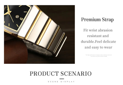 Relogio Masculino WWOOR New Man's Square Watch For Men with Automatic Date Luxury Stainless Steel Gold Mens Quartz Wrist Watches