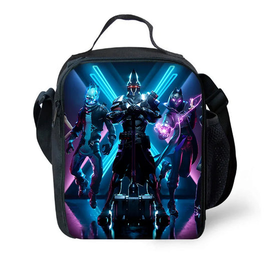 Saco térmico infantil F-FortniteS Hot Game de grande capacidade, isolado, para rapaz e rapariga, estudante, piquenique ao ar livre, lancheira térmica reutilizável
