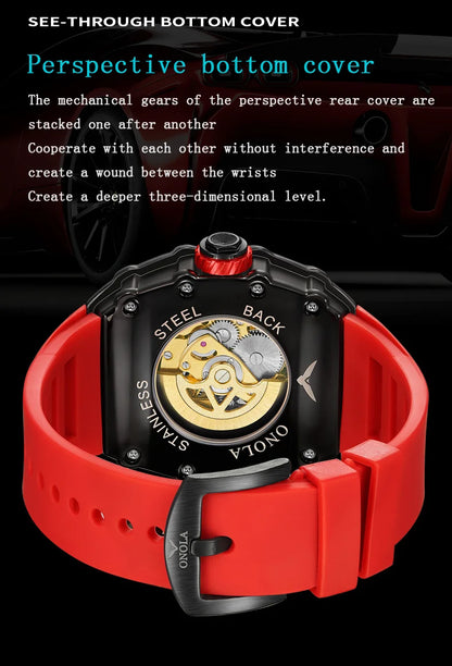 2022 New ONOLA Men Watch Automatic Mechanical Watch for Men Business Sport Wristwatch Luminous Waterproof Leather Belt Clock
