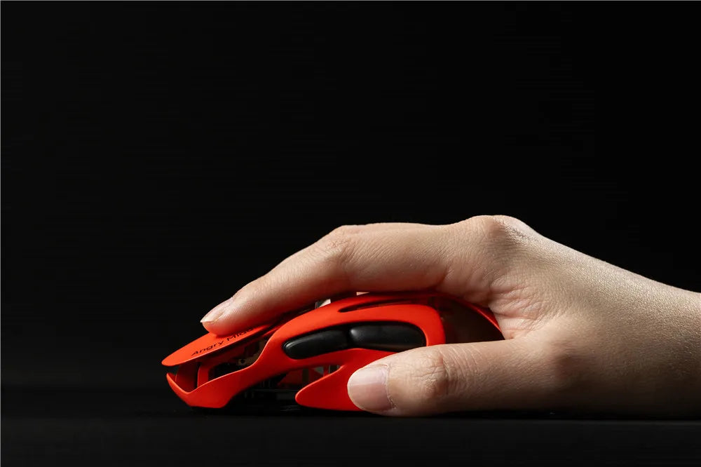 Mouse de gaming wireless Angry Miao Infinity, metalic, ultraușor, cu carcasă perforată, hot-swappable, PAW3950, Dual 8K, cu fir, tri-mode, portocaliu