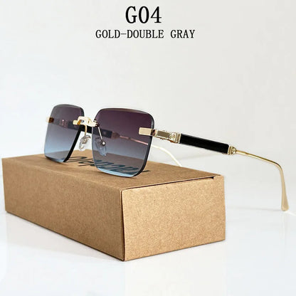 Čtvercové sluneční brýle pro ženy, trendy vintage designové bezrámové sluneční brýle pro muže, módní brýle na dovolenou, Lentes De Sol Mujer