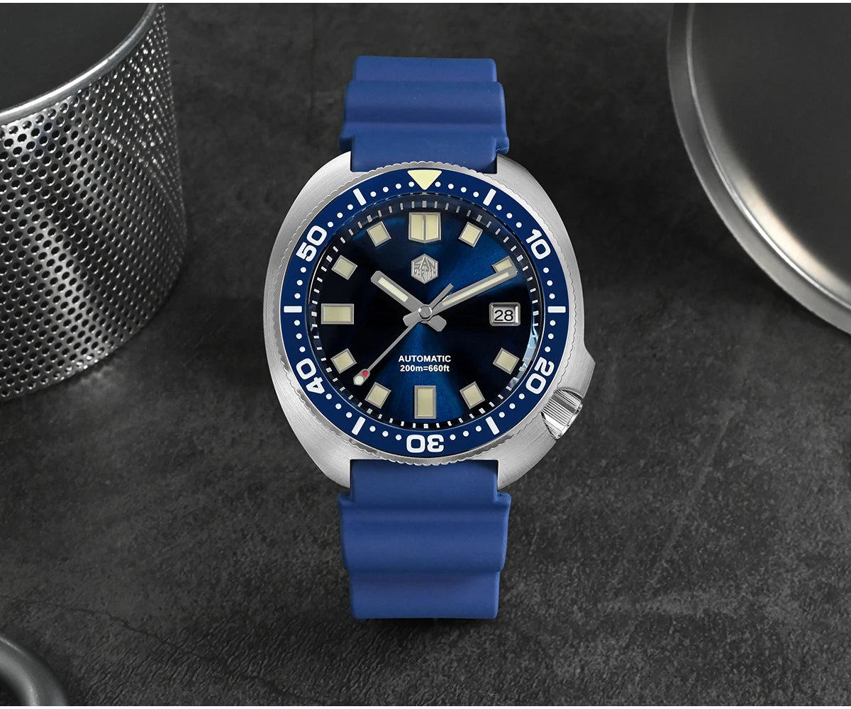San Martin Turtle Men's Diver Watch 44mm NH35 Automatic Mechanical Wristwatch Sapphire Waterproof 200m Luminous Watches SN0047