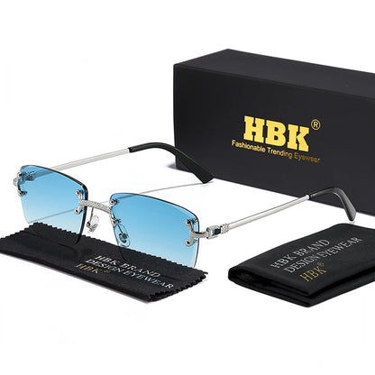HBK Čtvercové bezrámové sluneční brýle pro ženy, TOP kvalita, retro kovové sluneční brýle pro muže, luxusní, na večírky i do práce, s přechodovými skly