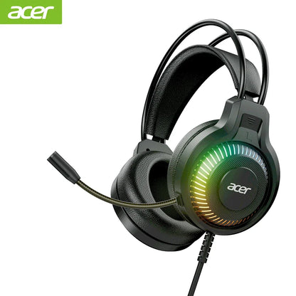 Acer casque de jeu Gamer 7.1 stéréo virtuel Surround basse écouteur casque avec micro lumière LED pour ordinateur PC Gamer OHW303