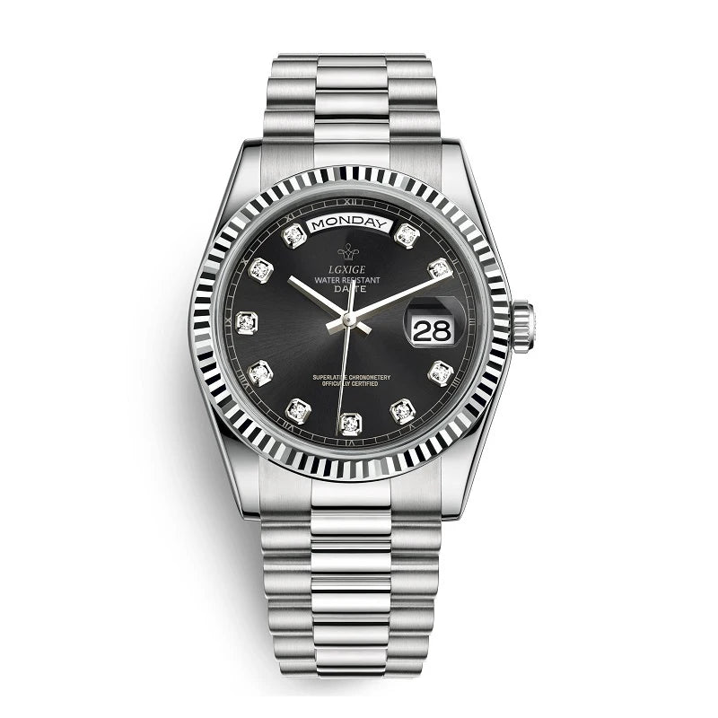 LGXIGE Diamonds Dial Wrist Watch For Men Top Brand Luxury Fashion Men Watch Casual Quartz Wristwatch Waterresistant Male Clock