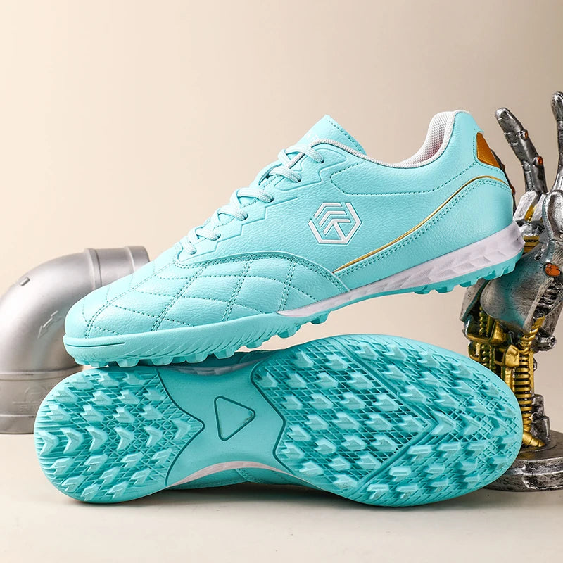 Chuteiras de futebol para homem com pitões longos, para exterior e treino, tamanhos grandes, preto e branco, para adolescentes
