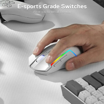Mouse gaming Redragon M693 wireless/wired BT e Bluetooth 2.4G 8000 DPI, connessione a 3 modalità, retroilluminazione RGB per PC/Mac/laptop