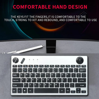 Jomaa Wireless Mini Trackball Keyboard ,78-Key ,Bluetooth Keyboard with Trackball  Air Mouse 1600dpi , for TV iPad Phone Laptop