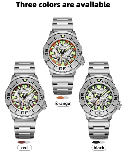 ADDIESDIVE  Luxury Automatic Watches for Men Sapphire 8N24 Stainless Steel Skeleton Luminous 20Bar Waterproof Gift Box Watch
