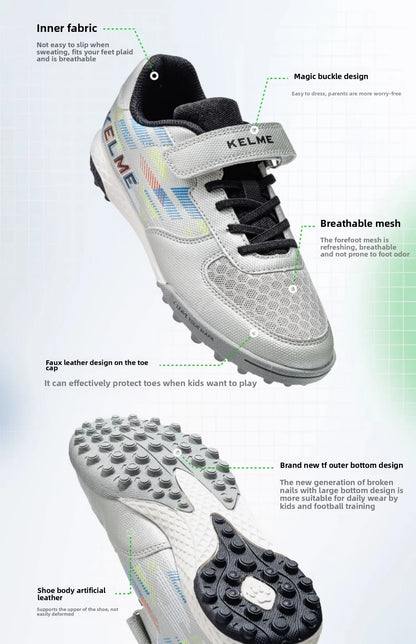 Chaussures de football pour enfants Kelme Tf Nail pour élèves du primaire – Chaussures de football à cinq sur gazon artificiel