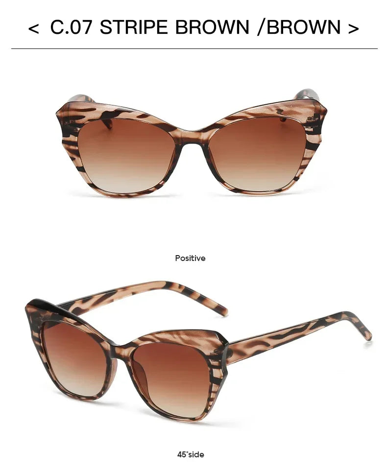 Módní sluneční brýle Cat Eye pro ženy, vintage sluneční brýle, dámské brýle s rámem Cateye, zrcadlové, retro, luxusní, cestovní, s přechodem barev, Oculos De Sol