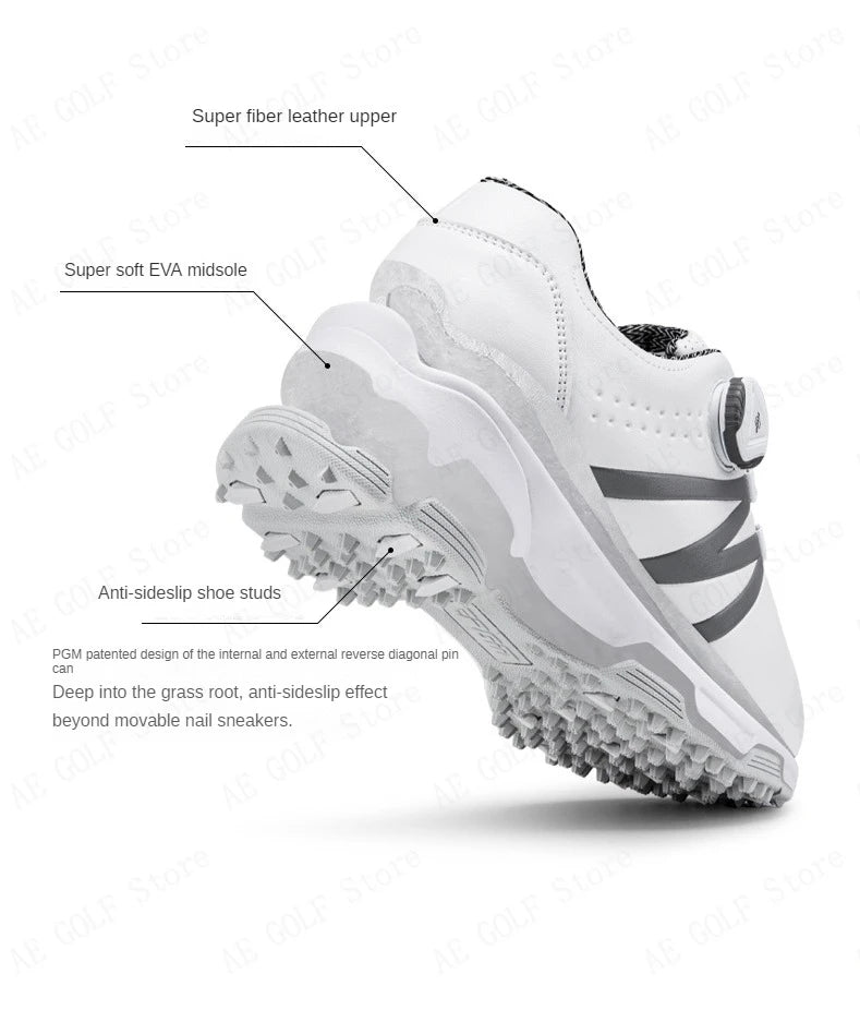 PGM Boys Girls Golf Shoes Lightweight Soft and Breathable Waterproof Anti-Slip Universal Outdoor Sports Shoes XZ127