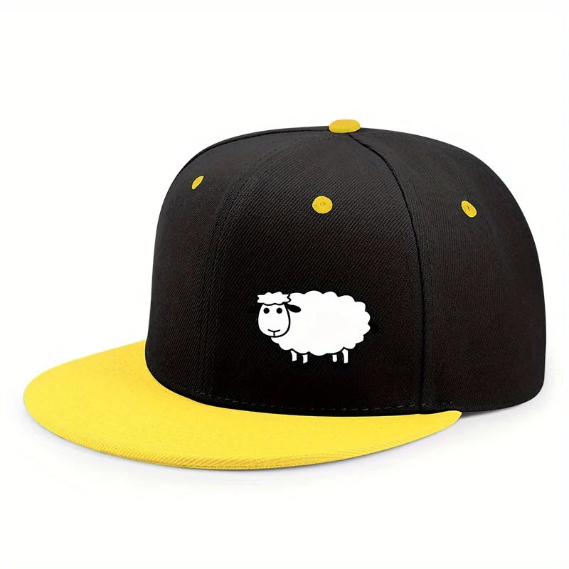 Unisex-Baseballkappe mit verstellbarem Riemen – Streetstyle-Kappe mit flachem Schirm und Schafsmuster – Lässige, vielseitige und personalisierbare Kappe