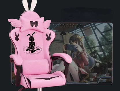 Pink Gaming Chair High-quality Girls Cartoon Home Live Gamer Chair Comfortable Swivel Adjustable Office Computer Furniture