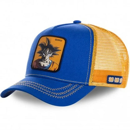 Dragon Ball Buu Goku-Kappe, Sommer-Reisekappe mit Schirm, Herren-Kappe mit Stickerei, im Hip-Hop-Stil, Sonnenvisier, verstellbare Trucker-Netzkappe