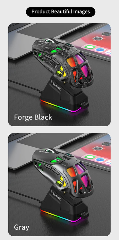Ľahká herná myš Lenovo Tri-Mode s RGB nabíjacím dokom, 12000DPI, 2.4G/Bluetooth/káblové pripojenie, ergonomická myš pre PC a notebook