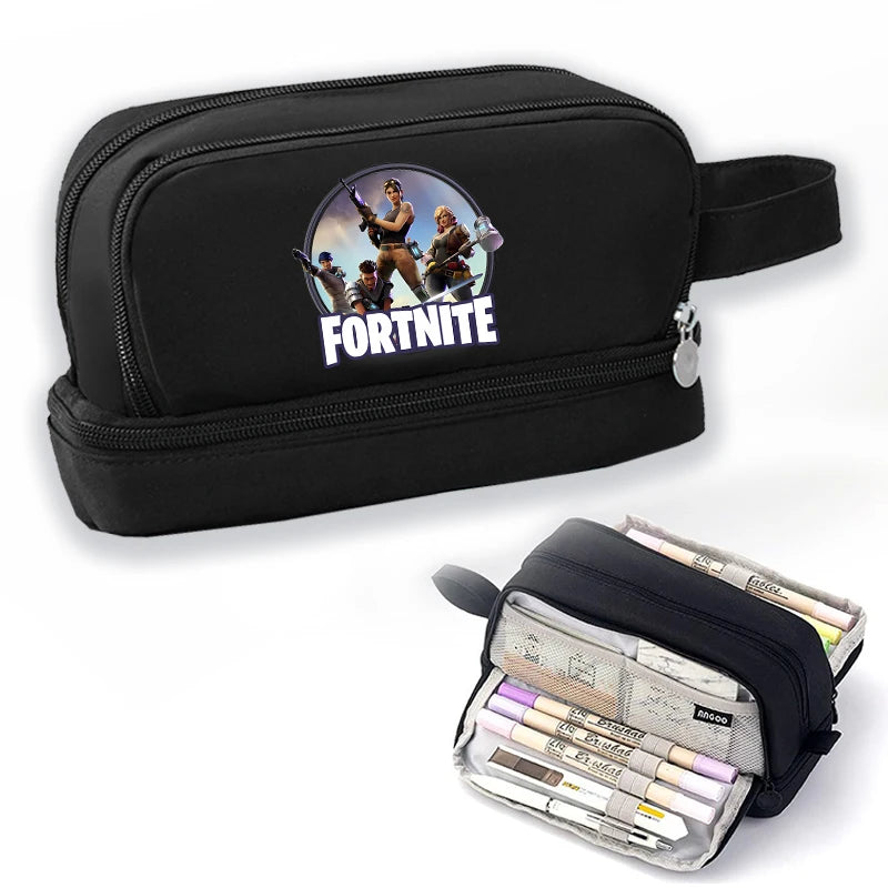 Žaidimų ir anime stiliaus Fortnites mokinio penalas, mielas penalas berniukams ir mergaitėms, didelės talpos nailoninis penalas rašikliams, mokyklinės kanceliarinės prekės vaikams