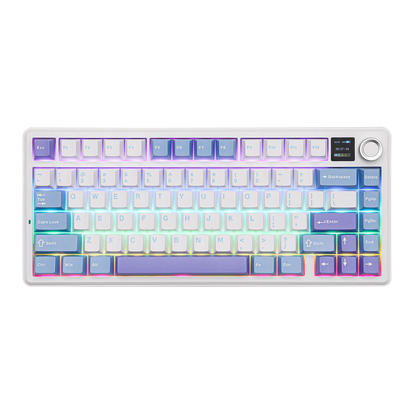 EPOMAKER X AULA F75 MAX kompakte mechanische Tastatur im 75-%-ANSI-Layout, kabelgebunden/Bluetooth/2.4GHz kabellos, mit TFT-Bildschirm und Drehregler