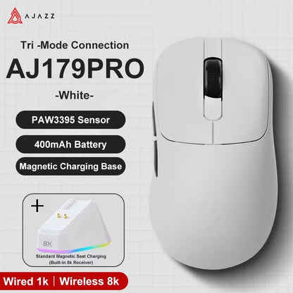 AJAZZ AJ179 V2 MAX Tri-mode Right-handed Mouse 56g Lightweight PAW3311 Sensor Huanuo Micro Switch Telink Microchip