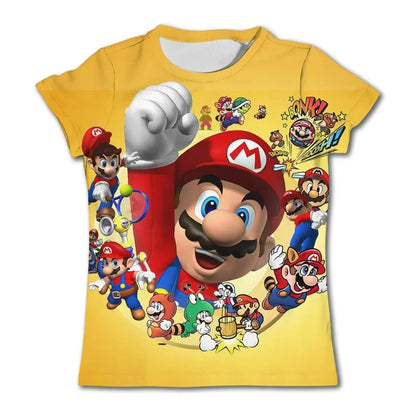 Super Mario Bros 3D Print T-shirt  Adults Children/Youth Mario Peach Sonic Game Cartoon Short Sleeve Tee Streetwear Casual Tops