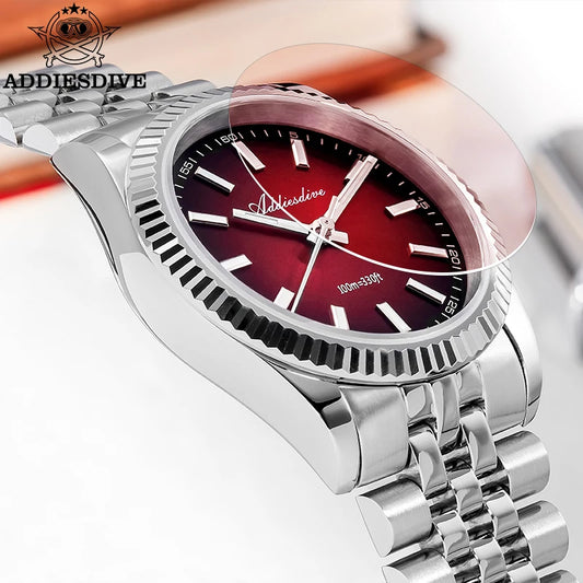ADDIESDIVE Neue Herrenuhr AD2073, Saphirglas, 36mm, VH31 Sunburst Quarzuhr, 10Bar wasserdichte Taucheruhr, leuchtende Armbanduhr