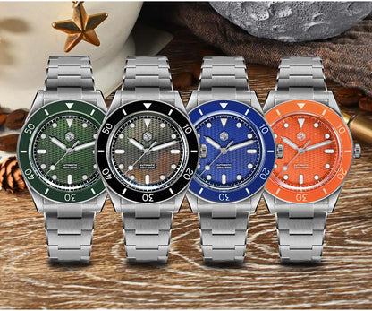 San Martin Official 39mm Guilloche MOP Dial Miyota 90S5 Sport Watch Automatic Mechanical Sapphire Bezel 20 ATM Luminous SN0151
