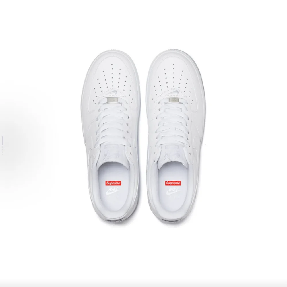 Nike Supreme  Air Force 1 “Box Label” Comfortable Low-Top Sneakers Unisex White CU9225-100