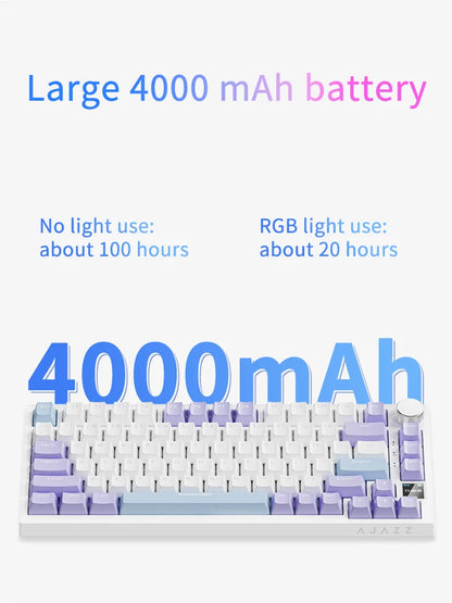 AJAZZ AK820 Pro Gaming Mechanical Keyboard Bluetooth 5.1 Wireless RGB Hot Swappable Gasket Keyboard with TFT Screen & Knob