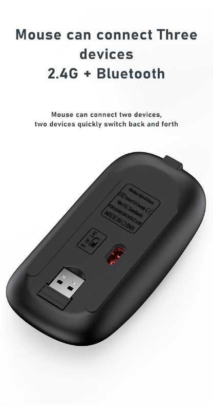Set tastiera e mouse JOMAA Bluetooth & 2.4G USB per laptop, computer e iPad, combo tastiera e mouse wireless ricaricabili silenziosi