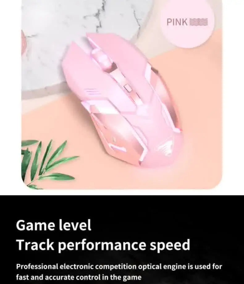 Carpbaba G3 Wired Game Mouse Mute Pink Mechanical E-sports Girl Lovely Art Portable Office Household for MacBook Laptop PC Gamer
