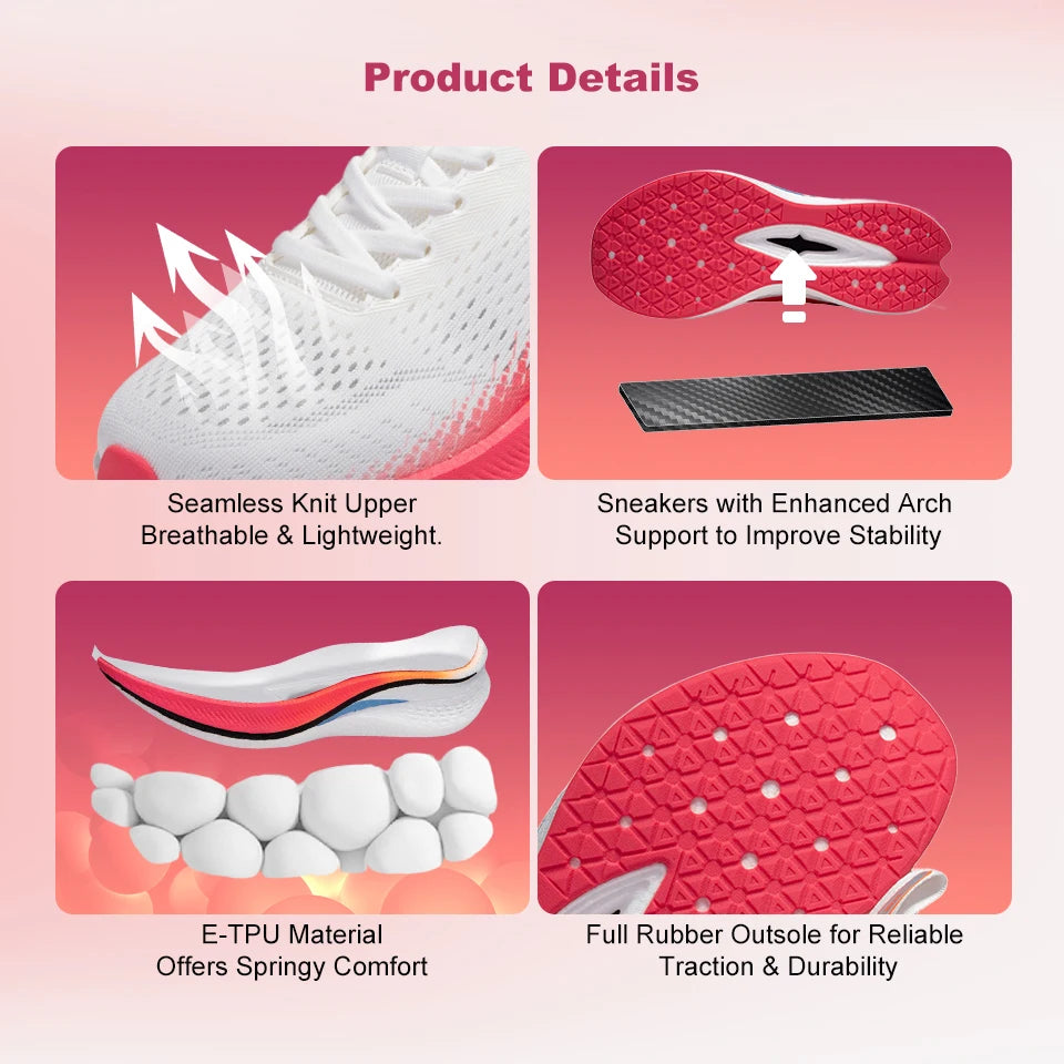 Baasploa Men Running Shoes Professional Training Women Carbon Plate Mesh Breathable Sneakers Male Lightweight Unisex Sport Shoes