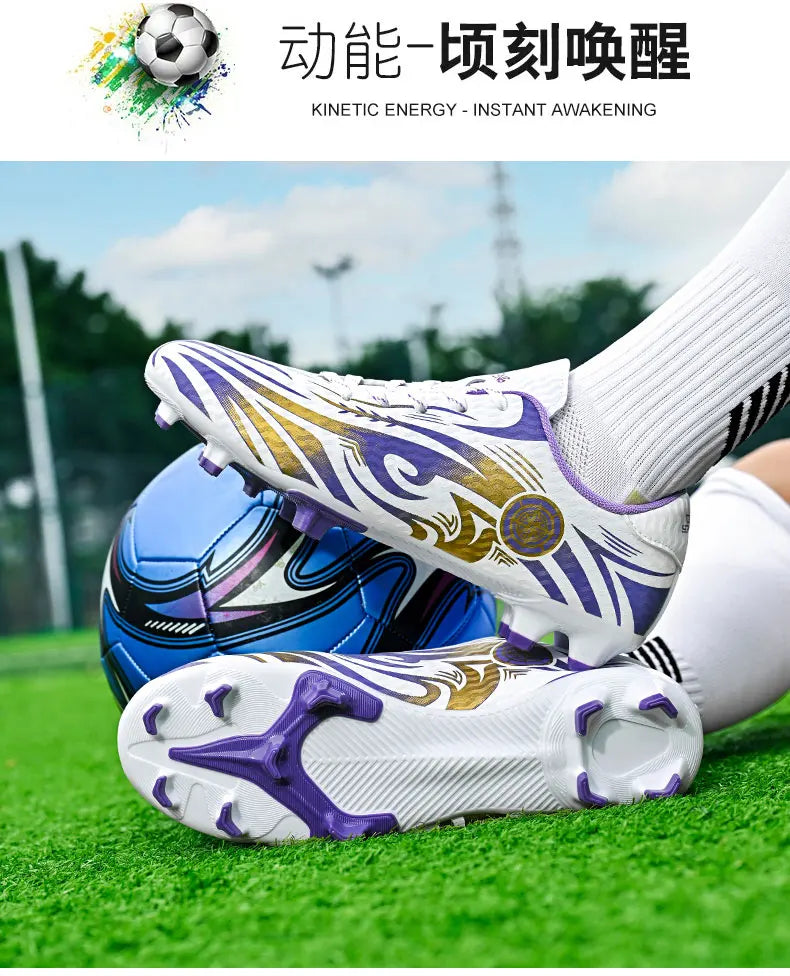 Original Soccer Cleats Man Training Shoes Outdoor Non-slip Children's Football Shoes Long Spikes Men's Futsal Shoes Size 32-45