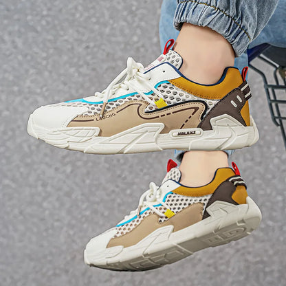 Chaussures de sport pour homme : chaussures de marche estivales en maille, décontractées et tendance, à lacets, neuves, pour les jeunes, idéales pour les trajets quotidiens, confortables et polyvalentes