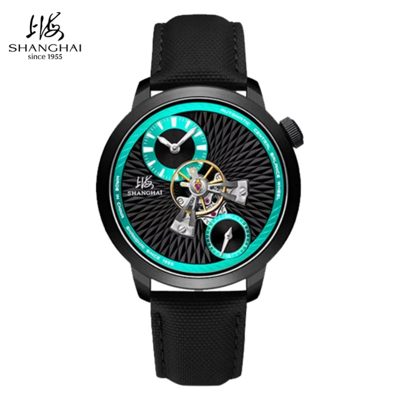 Shanghai Watch Sky Dome Center Flywheel Men's Watches Luminous Automatic Mechanical Wristwatch 50M Water-resistance Watches 2101