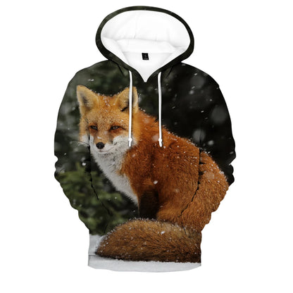Populära hiphop-hoodies med ny 3D-rävprint, bekväma sweatshirts för män/kvinnor och vuxna/barn, avslappnade pullovers