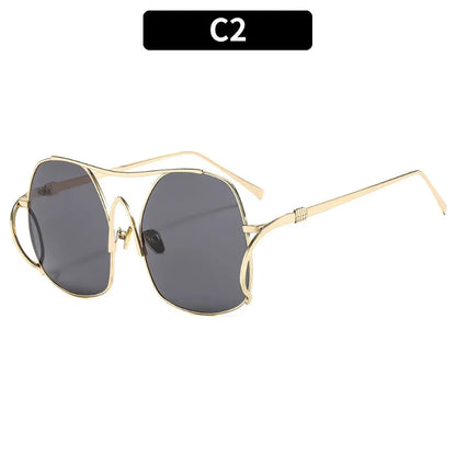 Y2k Polygon Oversized Sunglasses Women Luxury Brand Metal Sun Glasses Fashion Personality Outdoor Retro Eyeglassess Uv400 Men