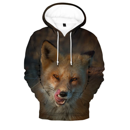 Populära hiphop-hoodies med ny 3D-rävprint, bekväma sweatshirts för män/kvinnor och vuxna/barn, avslappnade pullovers