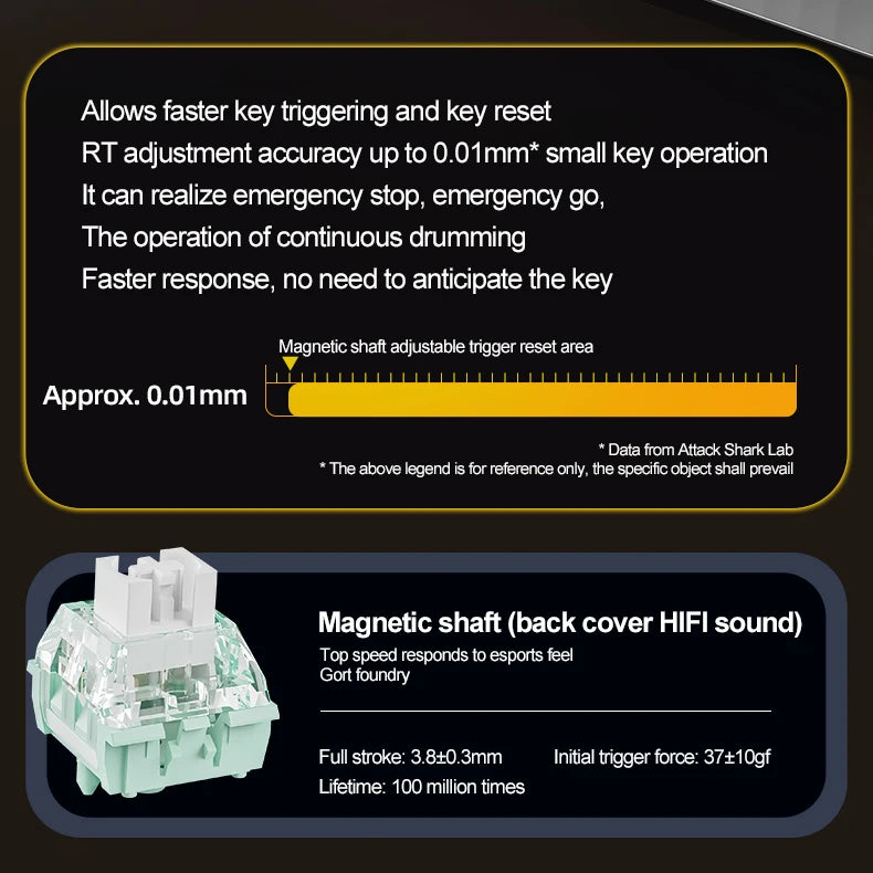 ATTACK SHARK X68HE Esports magnetic axis keyboard 8KHz return rate,total area 0.01mm,and 0.125ms rate class Ultra-low latency
