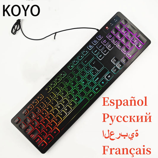 Spanish/French（AZERT）/Russian/Arabic/German keyboard layout Backlit wired Desktop Gaming Keyboard For Desktop Computer office