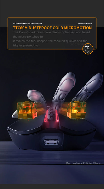 Darmoshark M3Pro gamingmus 2.4G BT trådlös tri-mode PAW3395-sensor N52840 26000DPI för stora händer makrodrivrutin mus för gaming