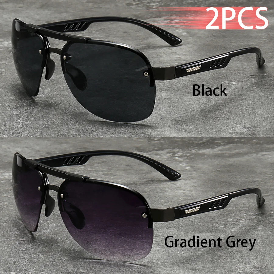 2PCS Fashion Luxury Gradient Lens  Men Women OutdoorSunglasses for Running Mountaineering Driving Fishing Travel MTB Eyewear