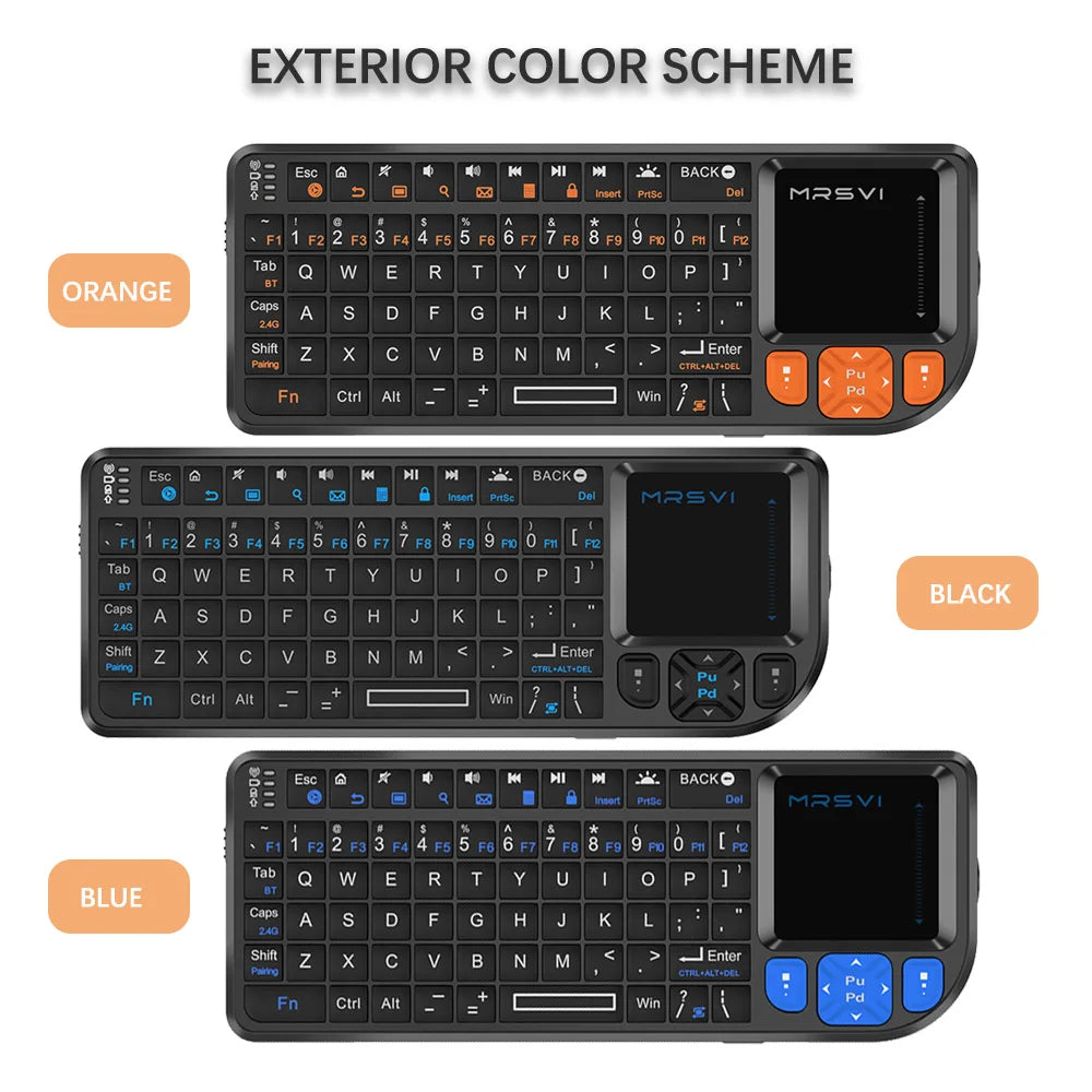 Teclado Bluetooth Mini MRSVI A8 PLUS, teclado inalámbrico retroiluminado de 2.4GHz con panel táctil para Android TV Box, Mac, portátil y Windows