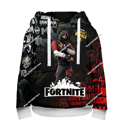 Fortnite Couple Wear Men's and Women's Sweater Children's Printed Casual Hoodie Student Outdoor Sports Simple Long-sleeved