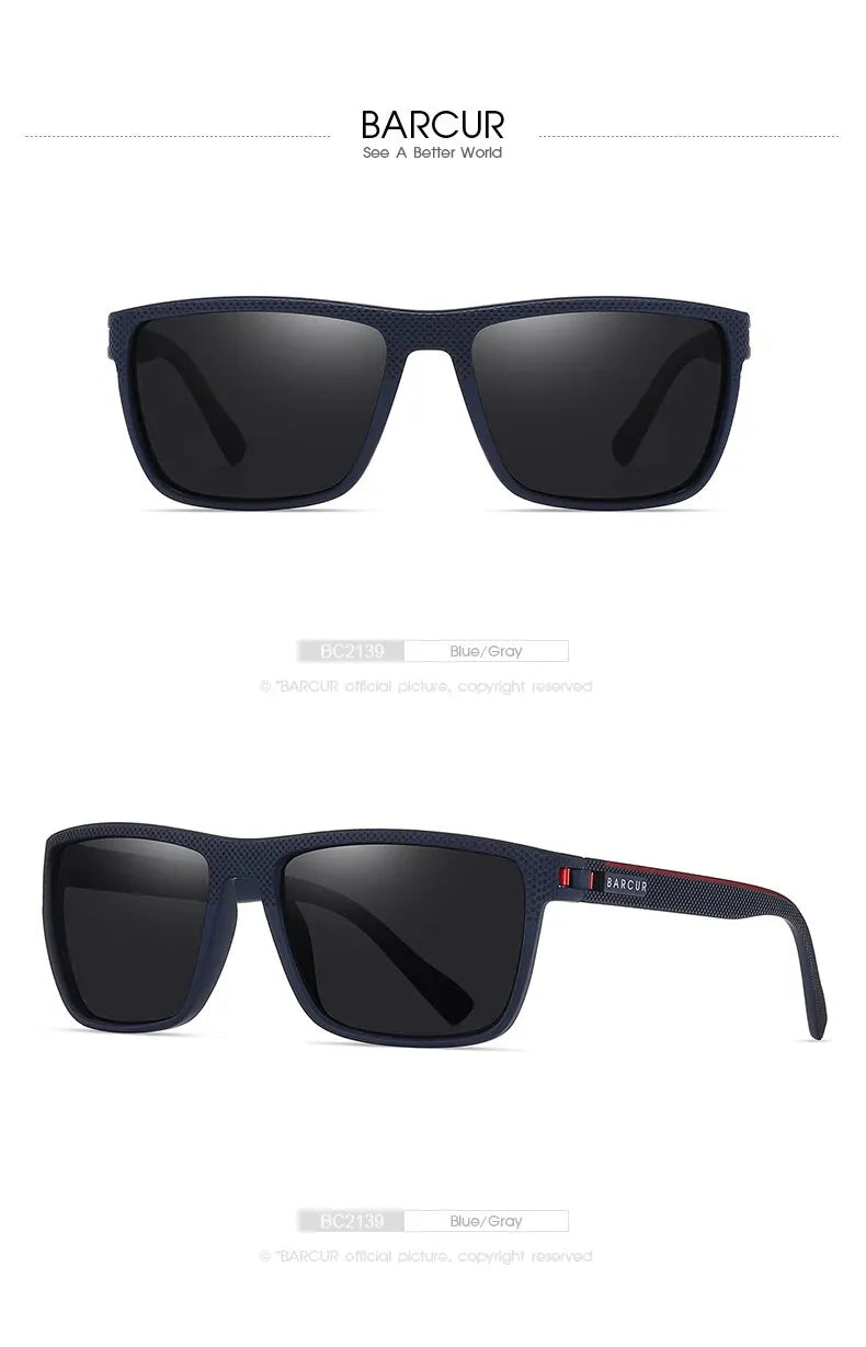BARCUR Design TR90 Sluneční brýle pro muže Polarizované Lehké sportovní sluneční brýle Dámské brýle Doplněk k brýlím Oculos Ochrana proti UVAB záření