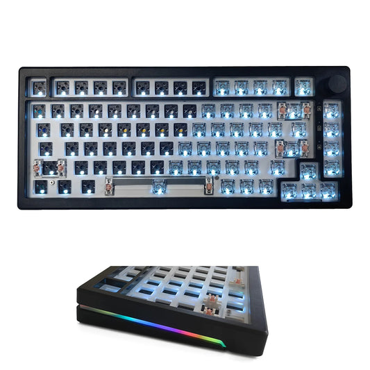 MAIMOOO KX75 75% Keyboard Kit Hotswap Transparent Full RGB Backlit 2.4GHz/ Bluetooth Macro Custom DIY Mechanical Keyboard
