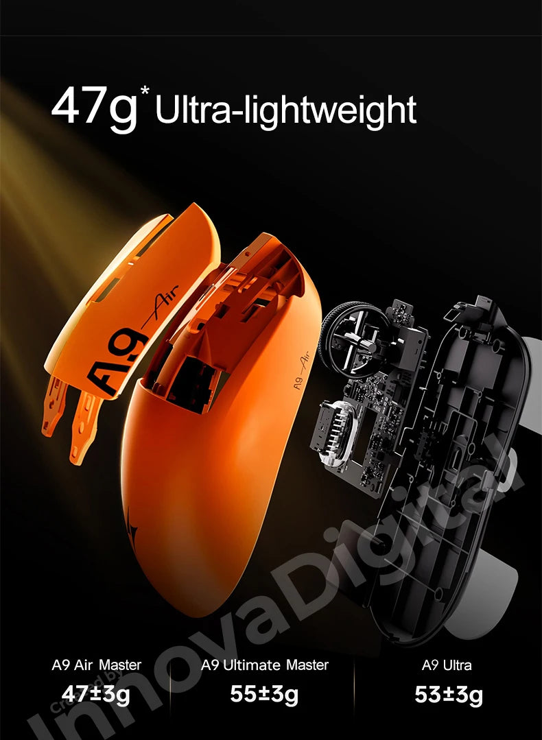 Mouse de gaming wireless ATK Dragonfly A9 Ultimate A9 Air PAW3950, ultra-ușor, ergonomic, pentru e-sports gamer FPS CSGO A9 Ultra